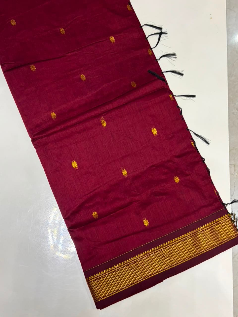 Pure Cotton Gadwal — Deep Maroon view 2